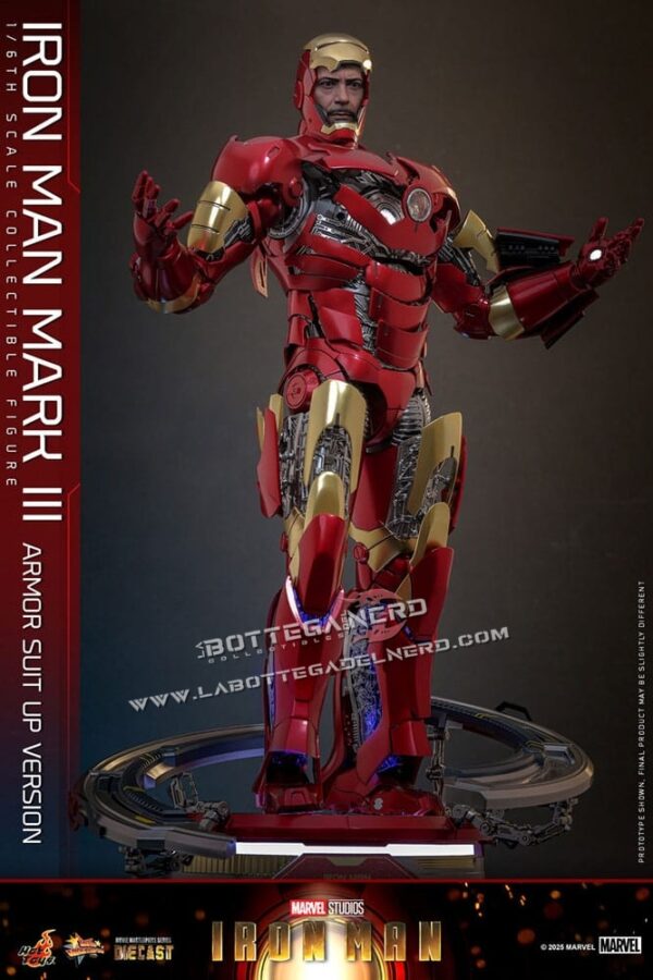 Iron Man - Action Figure 1/6 Iron Man Mark III (Suit Up Version) 32cm - immagine 3