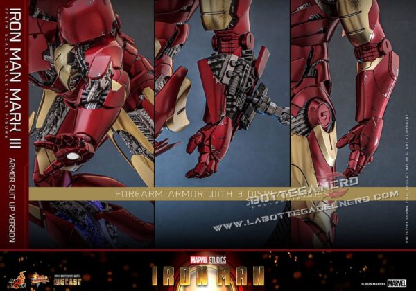 Iron Man - Action Figure 1/6 Iron Man Mark III (Suit Up Version) 32cm - immagine 9