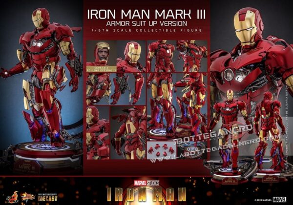 Iron Man - Action Figure 1/6 Iron Man Mark III (Suit Up Version) 32cm - immagine 13