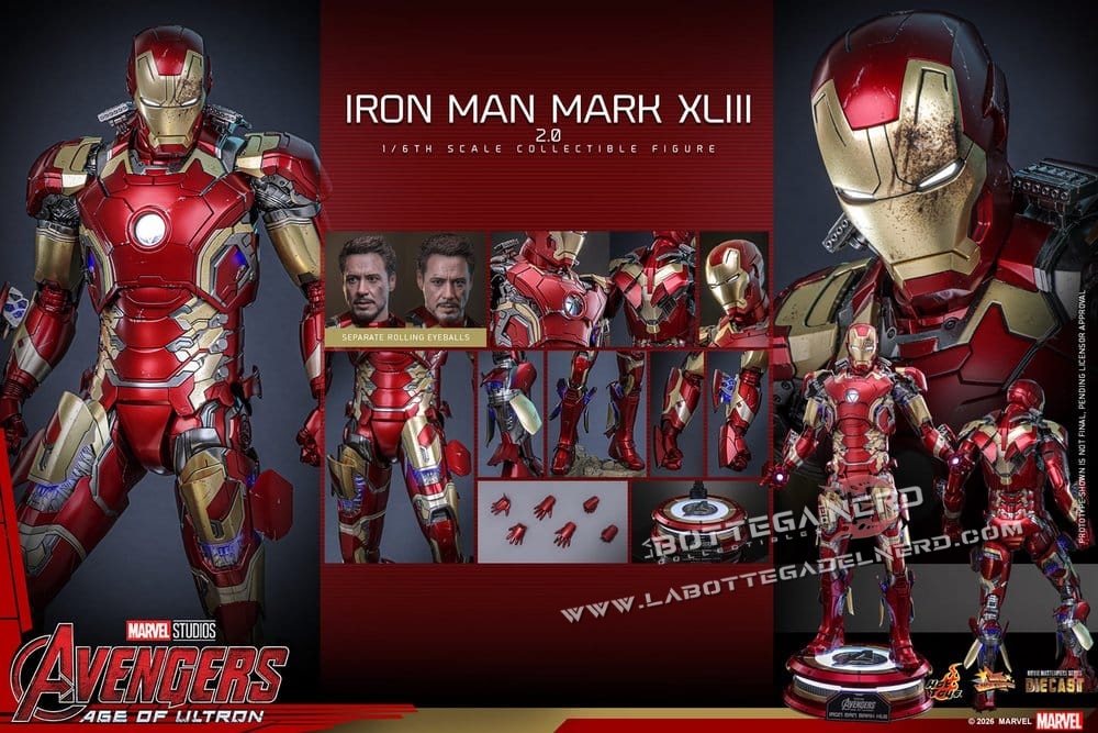 Avengers: Age of Ultron - Diecast Action Figure 1/6 Iron Man XLIII 32cm - immagine 13
